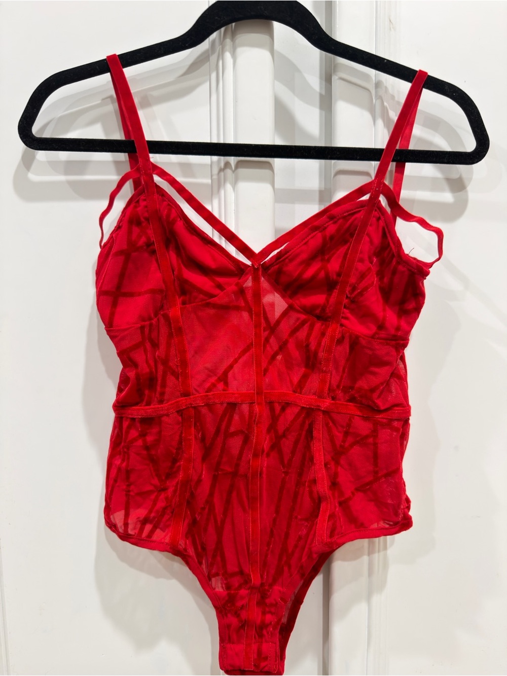 Luxxel Red Sheer Strappy Bodysuit